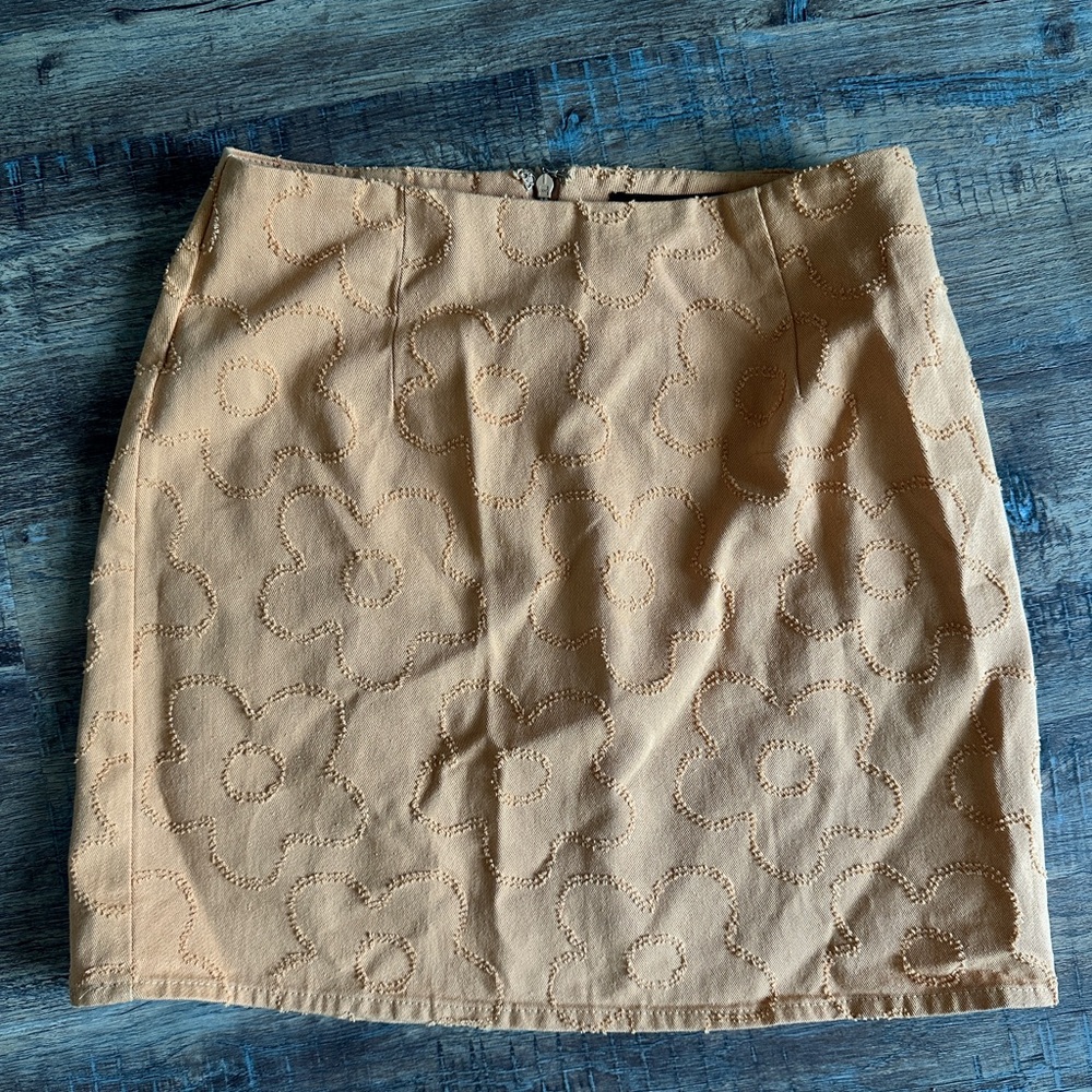 Blue Blush Tan Pencil Mini Skirt Casual
